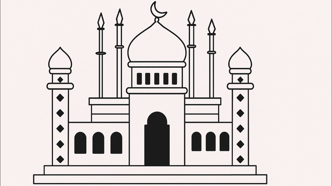 How to draw masjid easy tutorial for beginners//