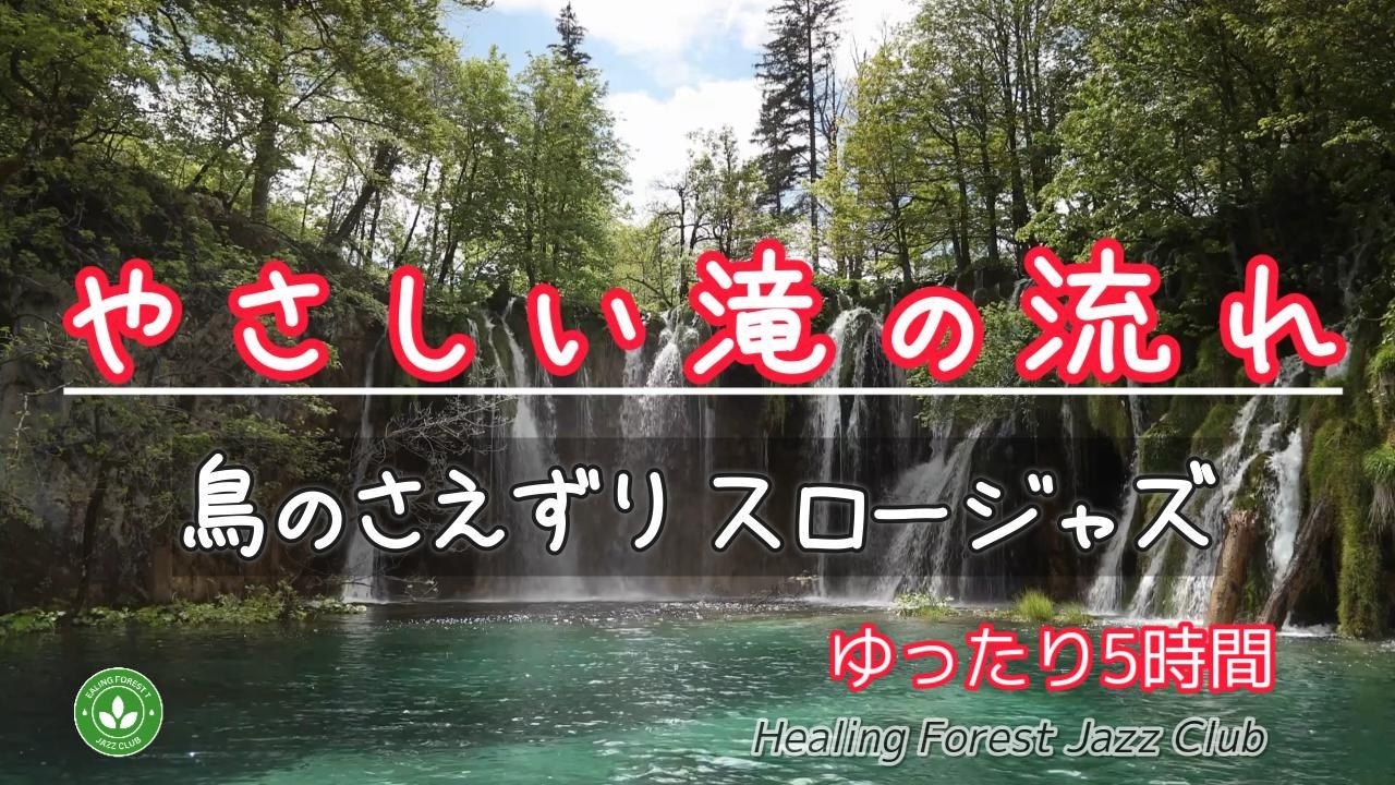 【ゆったり5時間】癒しの森でリラックス ＃560α / 優しい滝の流れ / 鳥のさえずり / スロージャズ /  癒しBGM