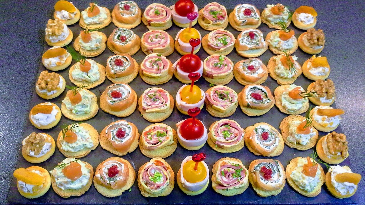 خمسة اشكال من المملحات الفاخرة للعراضات والمناسبات بدون عجين💓Canapés salés