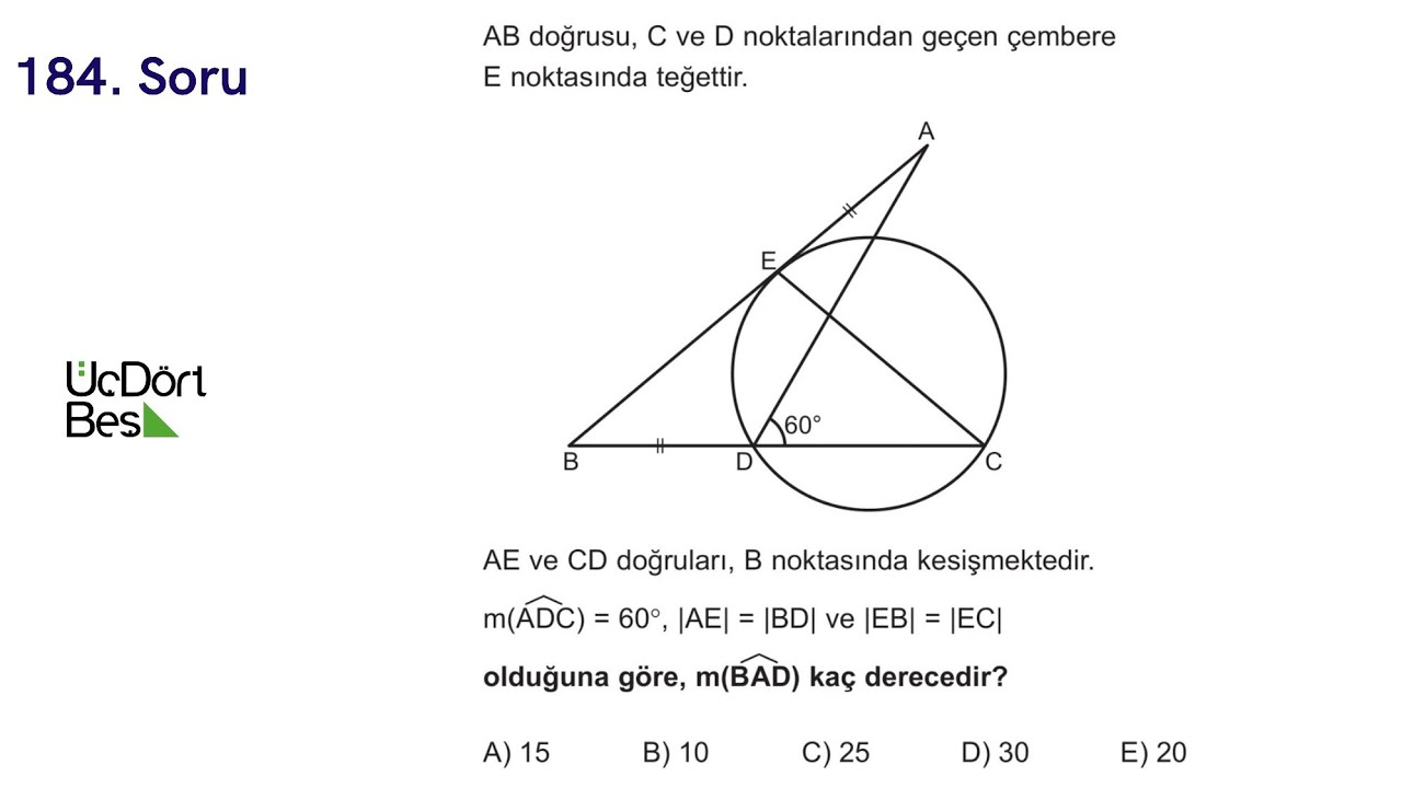 Günün Geometri Sorusu-184 (345 Yayınlarından) | YKS2026 