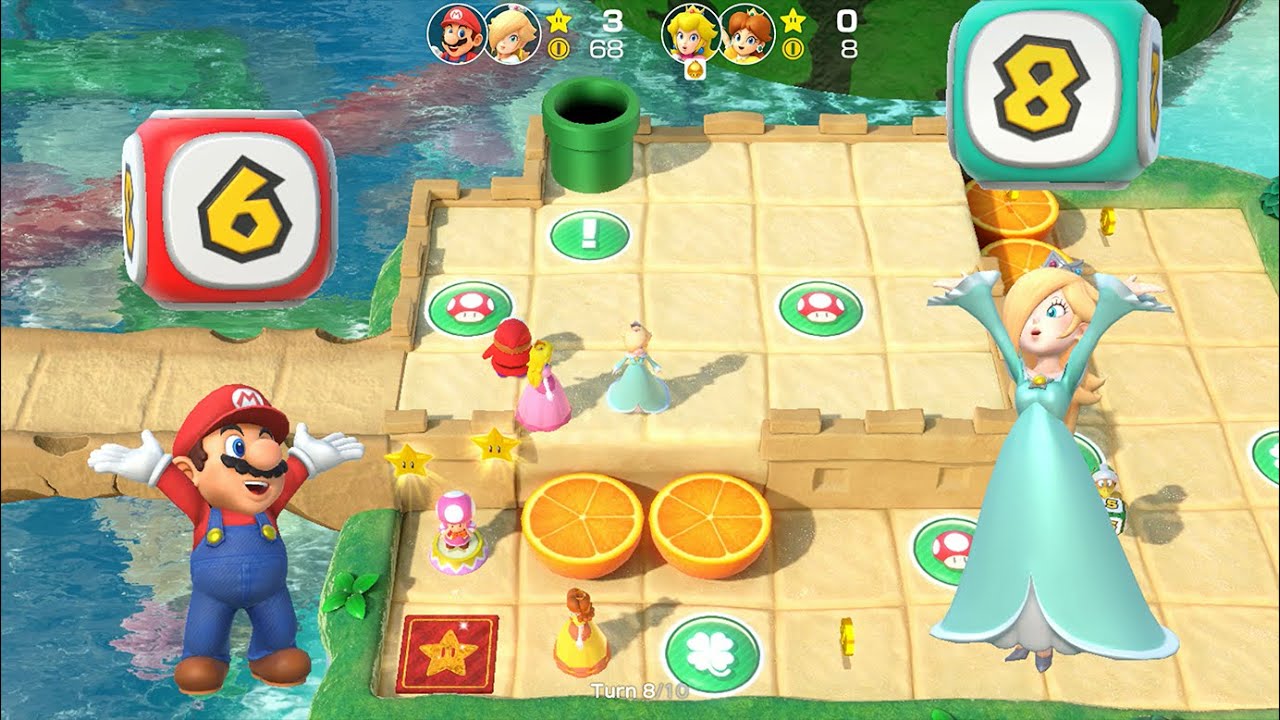 Super Mario Party - Mario and Rosalina vs Peach and Daisy - Watermelon Walkabout
