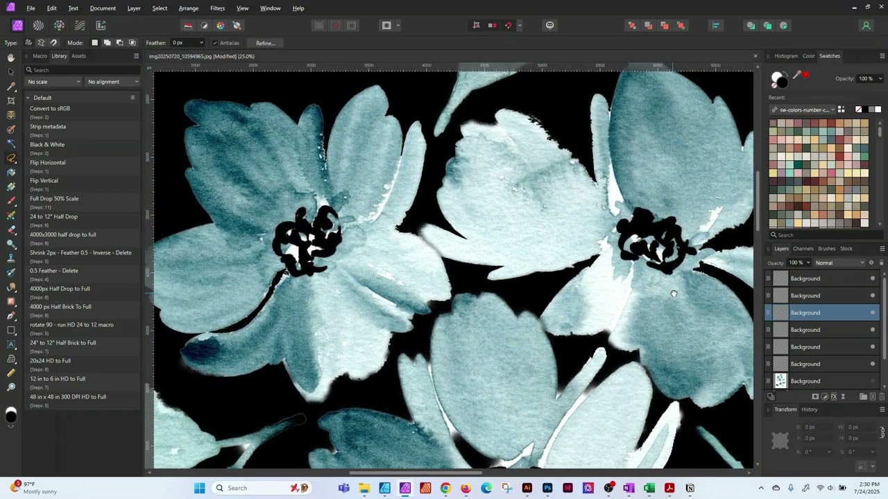 Cleaning Watercolor Flowers in Affinity Photo & Making a Watercolor Floral Card in Affinity Designer