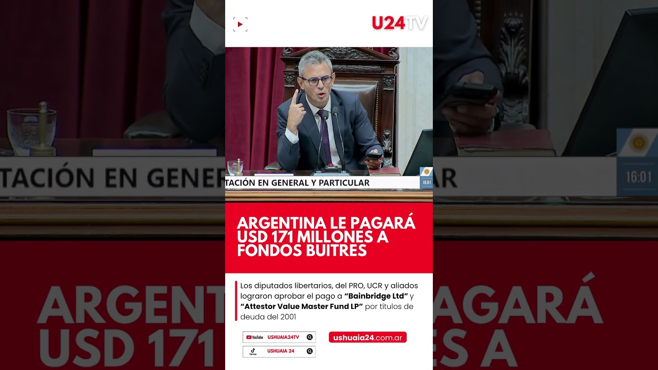 ⭕Argentina le pagará USD 171 millones a fondos buitres