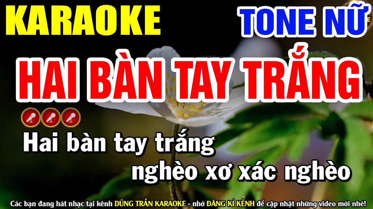 ✔ HAI BÀN TAY TRẮNG Karaoke Tone Nữ ( BEAT 2026 ) ► Dũng Trần Karaoke