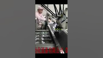 Delta robot help infusion bag into stretch film packaging machine#delta #infusionbag#packaging