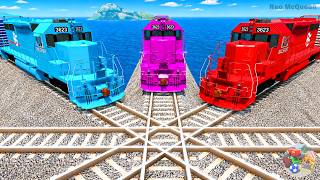Train vs Train vs Impossible Crossing Tracks - BeamNG.Drive