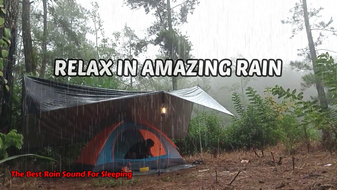 AMAZING RAIN🌧 RELAXING IN WARM TENT SOLO CAMPING IN HEAVY RAIN AND ...