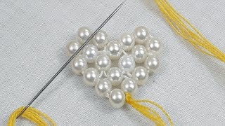 hand embroidery#hand embroidery design with pearls.