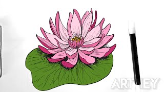 How To Draw LILY PAD FLOWER