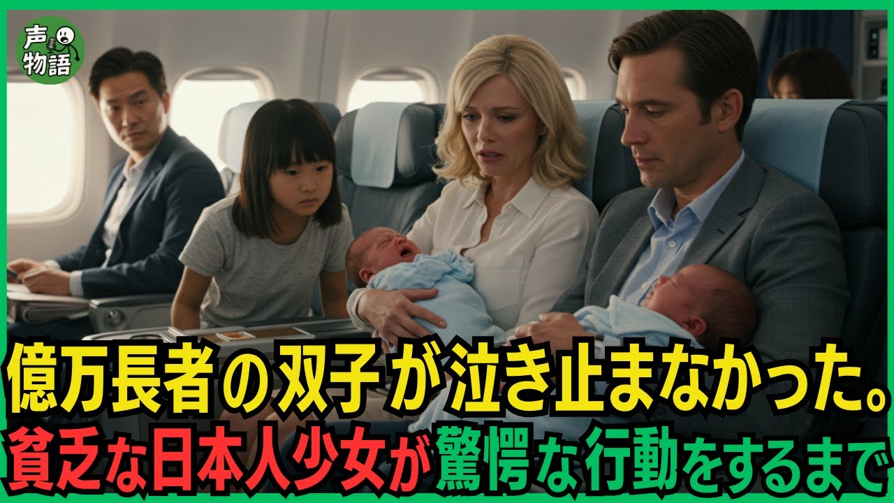アメリカ夫婦の億万長者の双子がファーストクラスで泣き止まなかった。貧乏な日本人少女がバックからある物を出し驚愕な行動をするまで