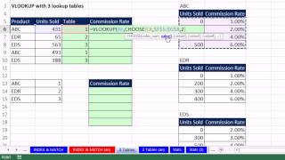 Highline Excel 2013 Class Video 22: CHOOSE function to lookup table for VLOOKUP With Multiple Tables