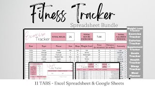 Fitness Tracker Google Sheets, Exercise Planner Spreadsheet Bundle, Workout Tracking, Running Log screenshot 4