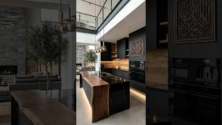 Luxurious modern kitchen interior with a masculine open design #interiordesign #luxury #homedecor