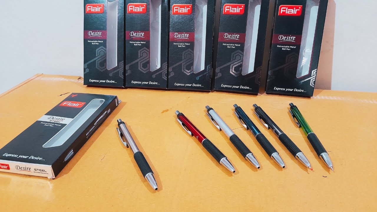 Unboxing and Review of Flair Desire Retractable Metal Ball Pen Blue for students