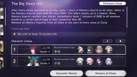 MOC 12 The big Sleep 0 Cycle | Honkai: Star Rail