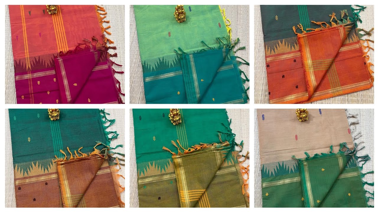 Premium kanchi cotton putta sarees with running blouse To order WhatsApp 