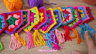 Como Tejer Nuevo Modelo de 🏁 Banderines  tejidos a crochet para decorar fiestas y habitaciones