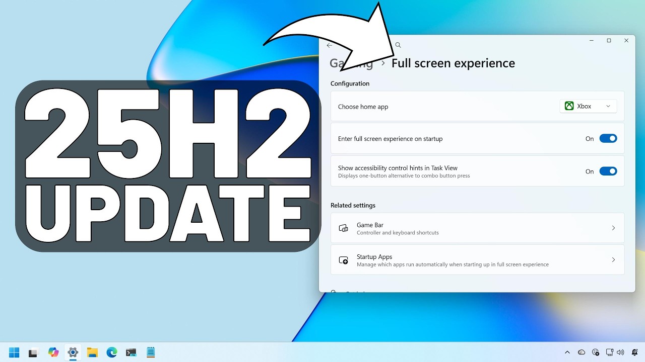Build 26220.7271 (KB5070307) for Windows 11 25H2 adds Xbox FSE
