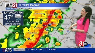 Grace is tracking out the timing of Saturday's storm line