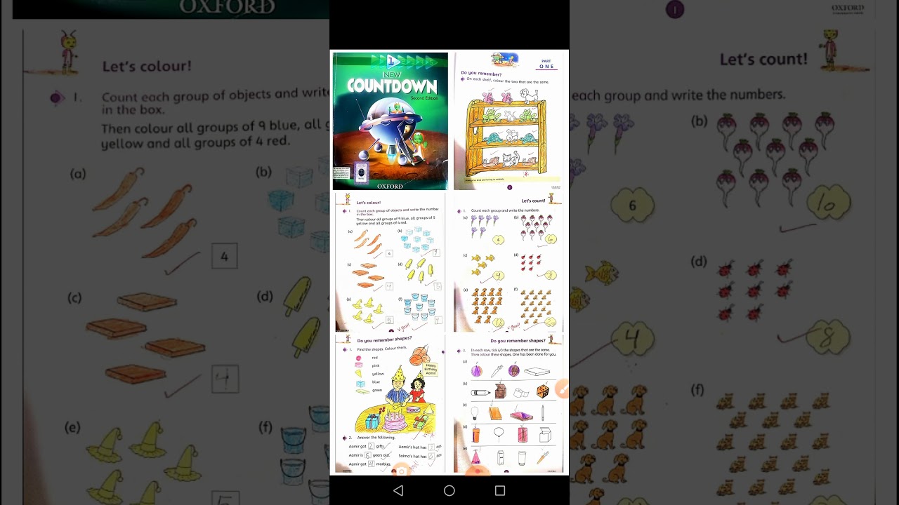 Class 1 math Oxford countdown book 1 part 1 1st 5 pages oup 