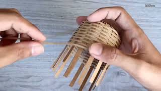 REALISTIC MINI BASKET FROM CARDBOARD   DIY Handmade Cardboard Craft   Best Display Ideas