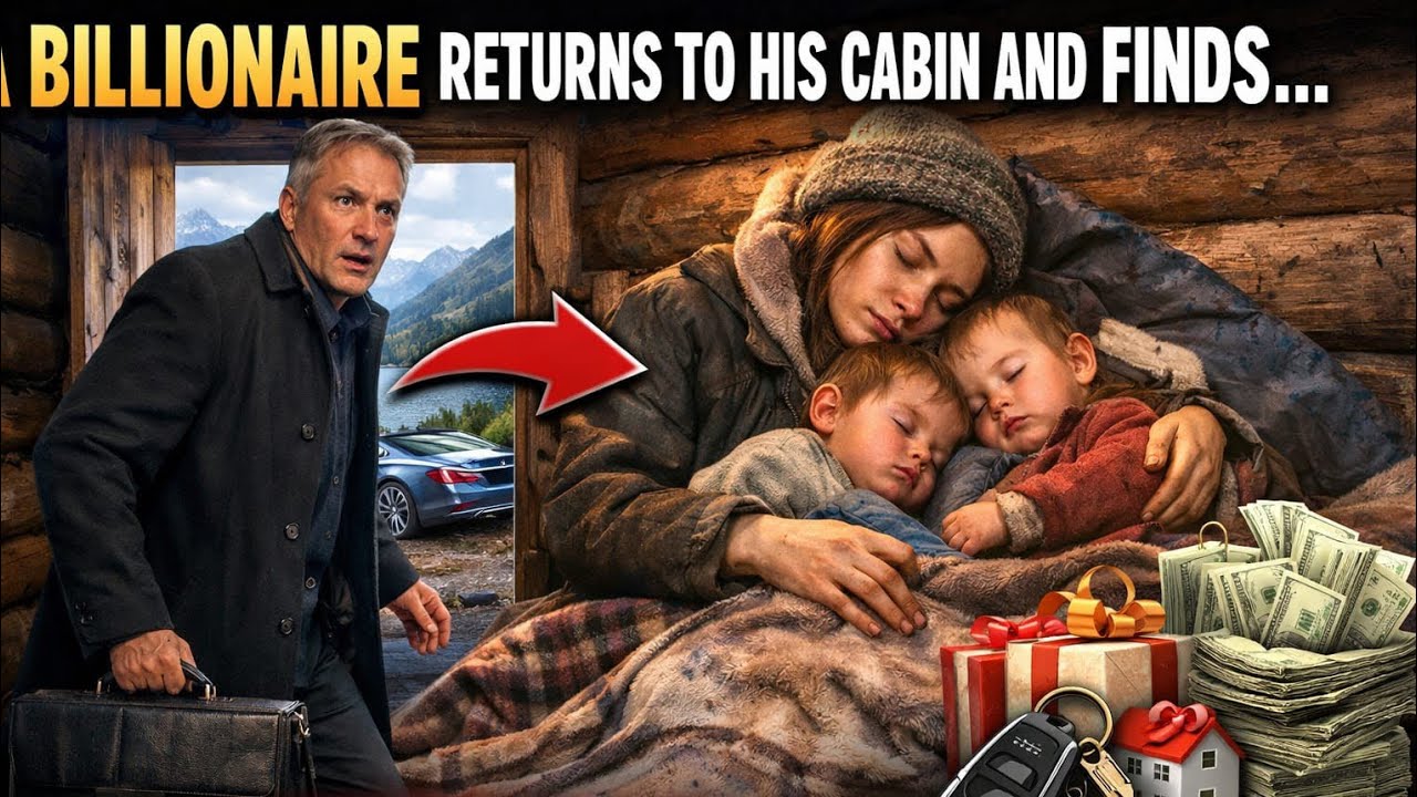 A BILLIONAIRE RETURNS TO HIS CABIN AND FINDS A POOR MOM WITH TWINS ASLEEP—THEN DOES SOMETHING UNREAL