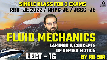 Fluid mechanics /Laminar flow&vertex motion(Civil+ME)For NHPC -JE / JSSC -JE / RRB -JE By Rk sir #16