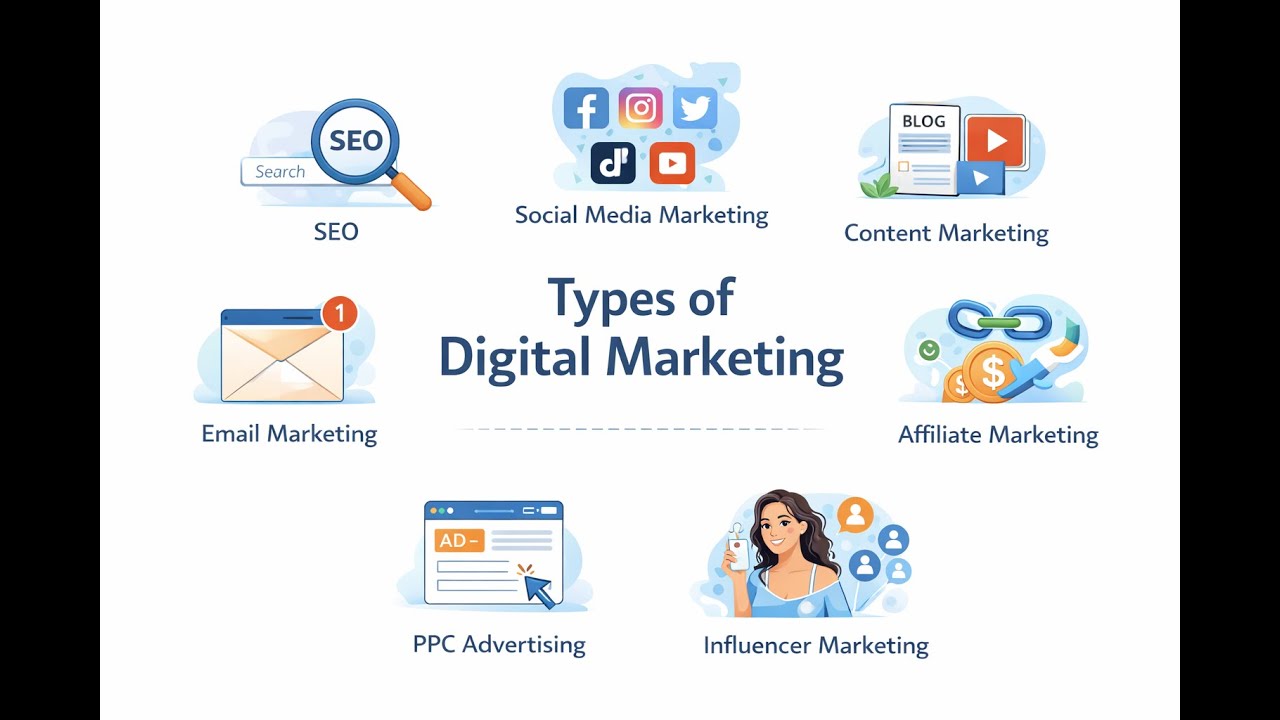 Types of Digital Marketing Explained | Beginner Guide (Easy Examples ...