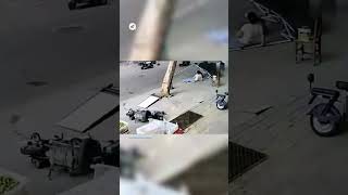 A person was swept away by an extreme windstorm in Hengshui, China