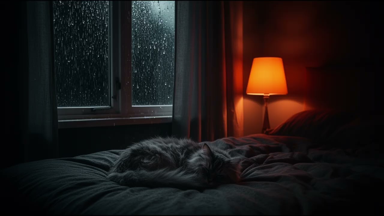 3 Hours Rain on Window 🌧 Deep Sleep Piano | Dark Room Ambience