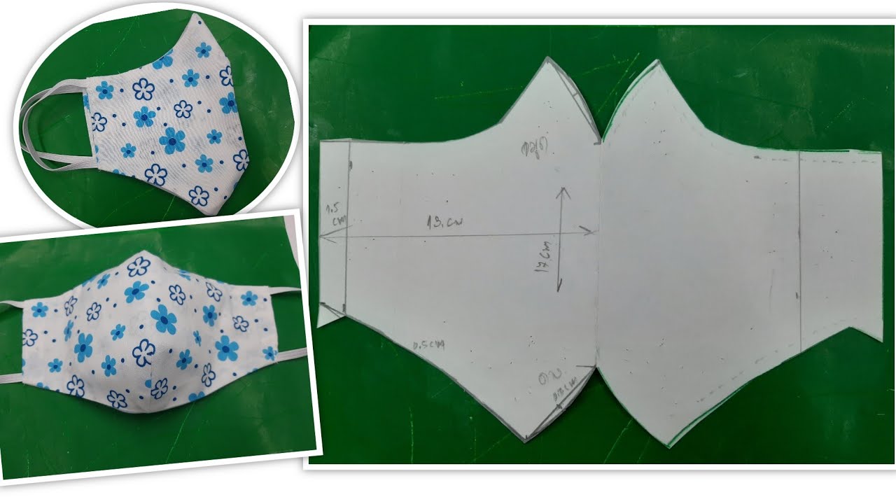 DIY Easy Mask 🦋 ทำหน้ากากแบบง่าย #マスクの作り方。Free pattern for download👇