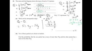 Statistics and Probability: Stem and Leaf and Quartiles and Probability P42/Feb-March 2025