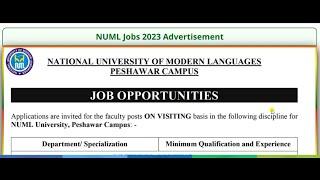 NUML Jobs 2023 – National University of Modern Languages Jobs NUML Jobs 2023 – National University of Modern Languages Jobs