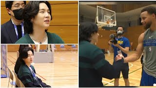 Stephen Curry meets Suga | Yoongi looking so stunning 💜💜💜 🙃 #yoongi