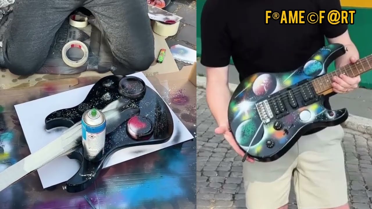 Creative art on Guitar 🎸 | F®ame ©F @rt | #streetart #art 