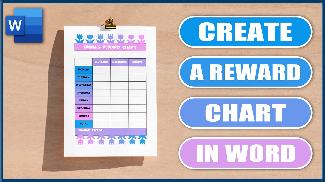 Create a Reward Chart TABLE in Word  Microsoft Word Tutorials For Reward Chart Template Word