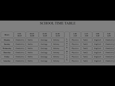 School Time Table | Using HTML and CSS