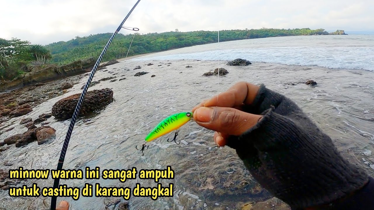 Minnow 6 gram warna green tiger sangat ampun untuk mancing casting di karang dangkal
