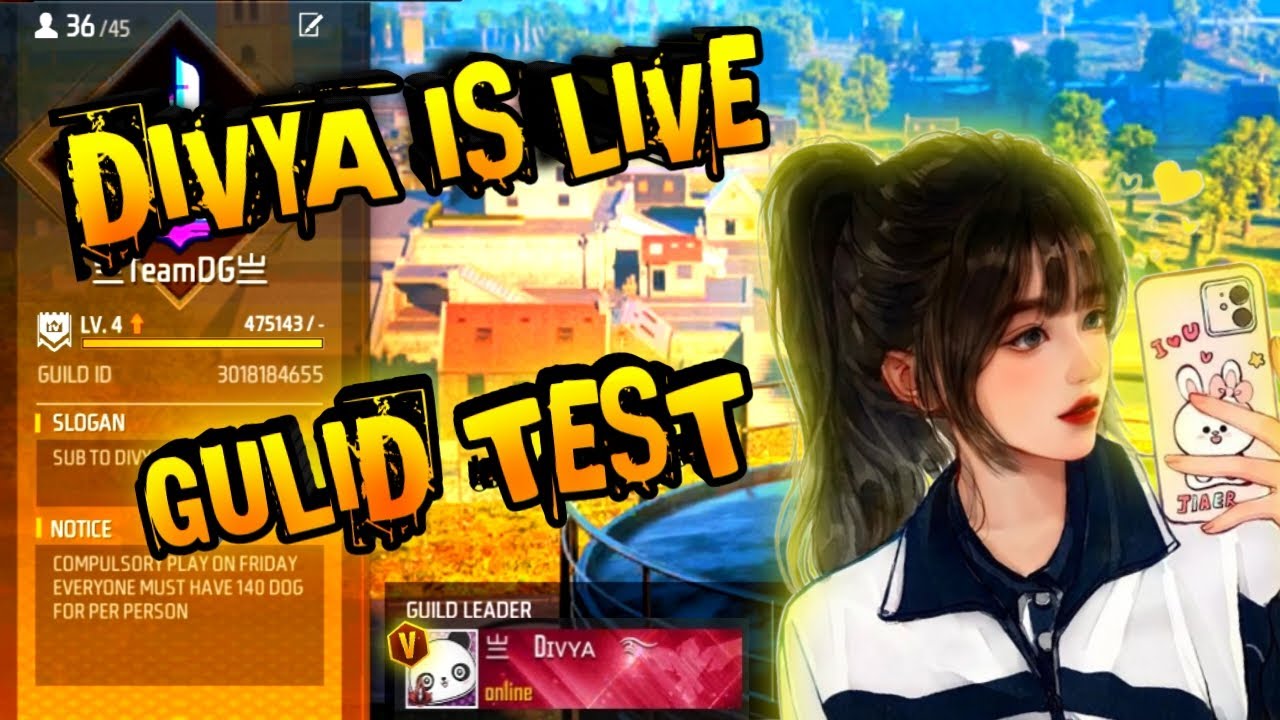 Free Fire Girl Live gulid Test | Free Fire Live Rank Push Team Code ...