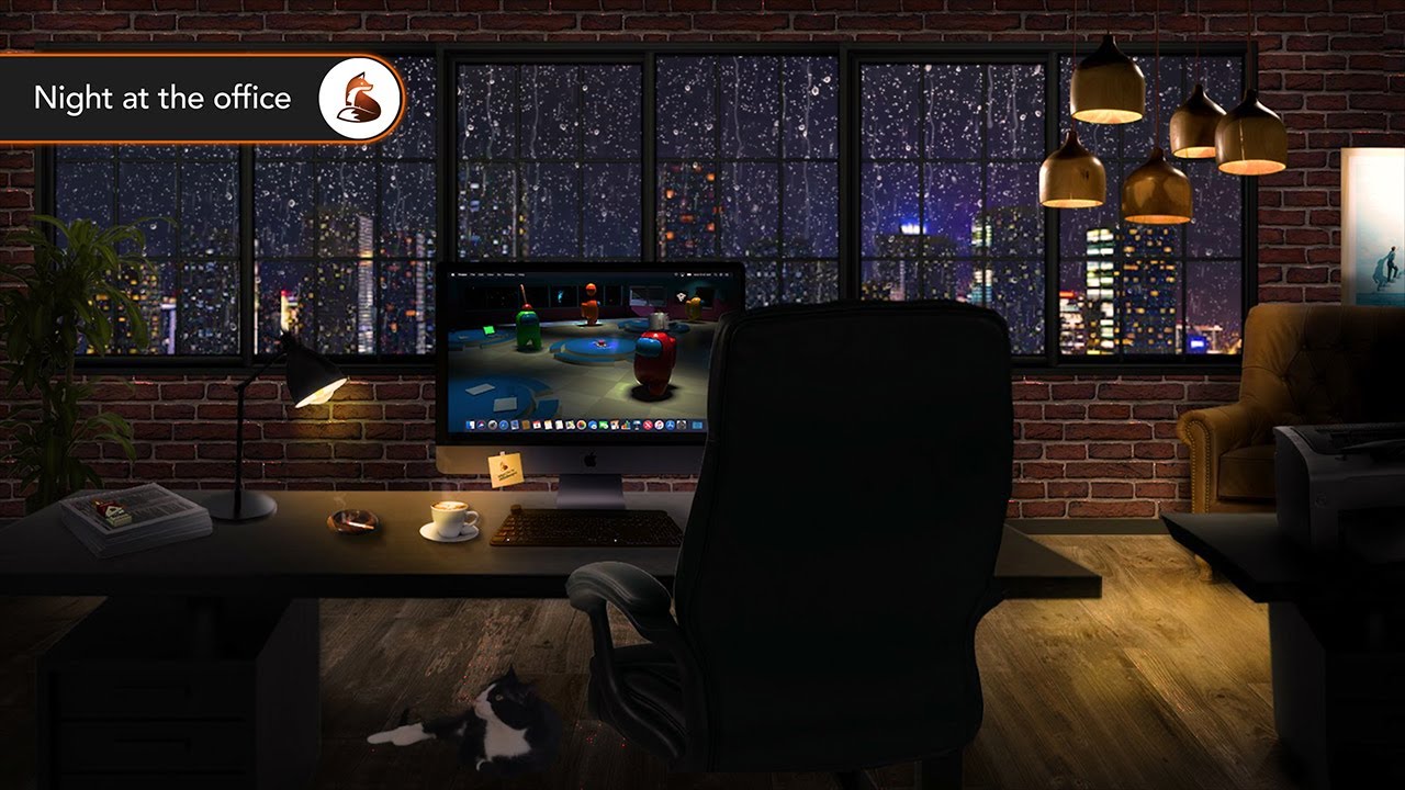 Late night at the office | Rain On Window Ambience | Sounds for sleep, relaxation and insomnia