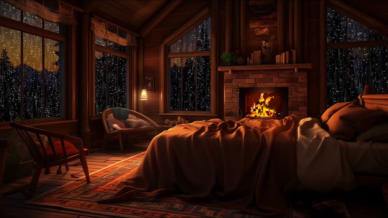 3 Hours | No Ads | Curl Up by the Fire with Nature's Lullaby: A Cozy Escape with Rain on the Window