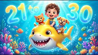 Naucz się liczb od 21 do 30 🦈 Piosenka do nauki liczenia zwierząt dla maluchów | Meow Bow Kids TV screenshot 2