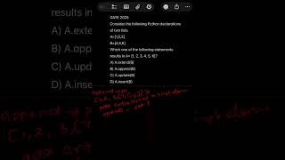 Python List MCQ for GATE 2025 | A.extend(B) Explained #shorts#Gate 2026