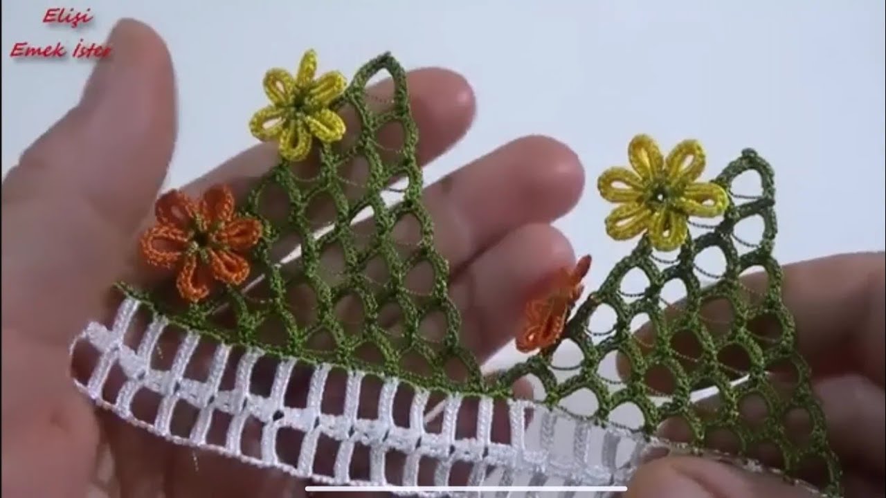 Bahar mevsimi🤍 Rengarenk çiçekler ve İşte benim modelim🧵#havlukenarı #crochet