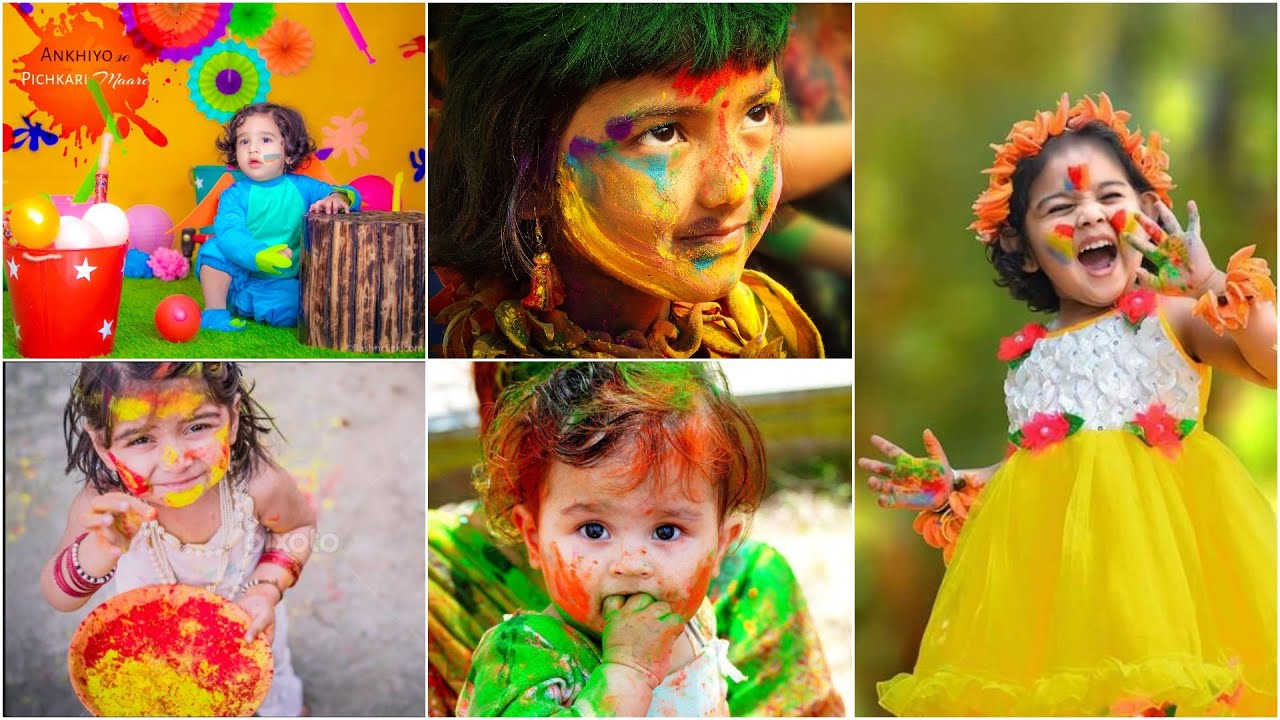 Cute Holi Photoshoot for Kids 2022| Easy and Simple Holi Theme Baby Photoshoot 2022