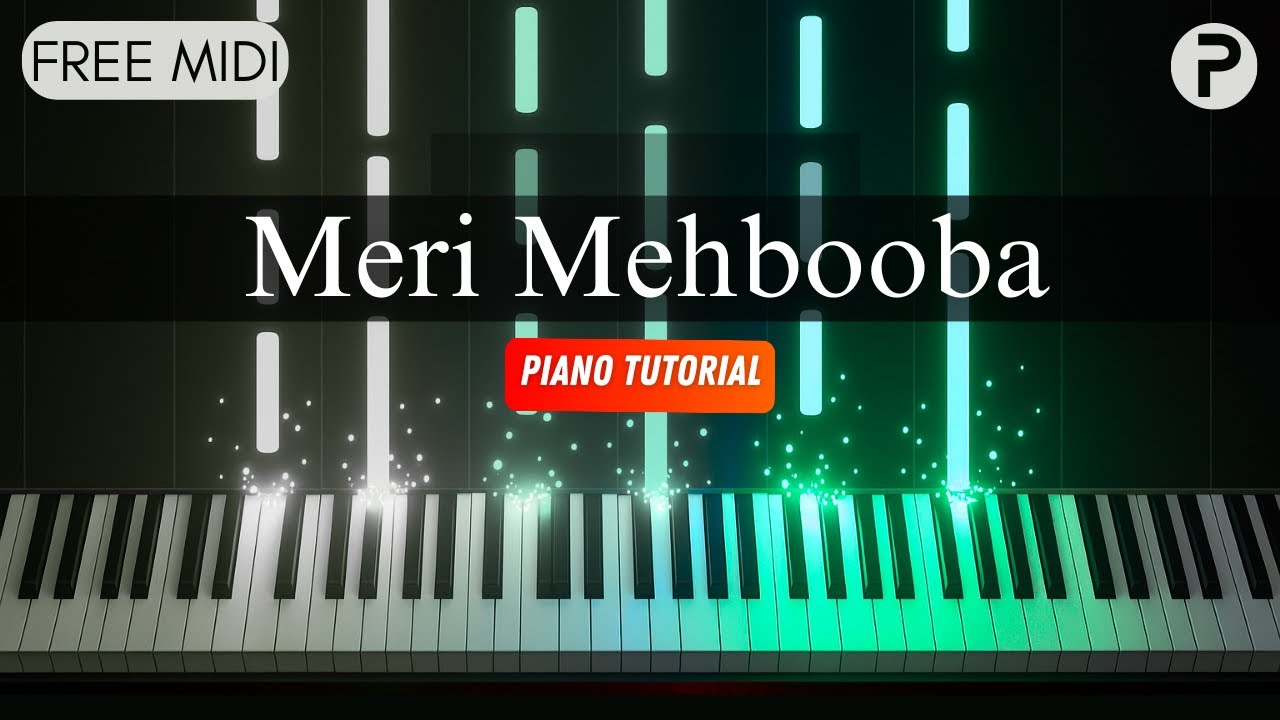 Meri Mehbooba - Piano Tutorial | Cover | Instrumental | Karaoke | Free Midi | Alka Yagnik Kumar Sanu