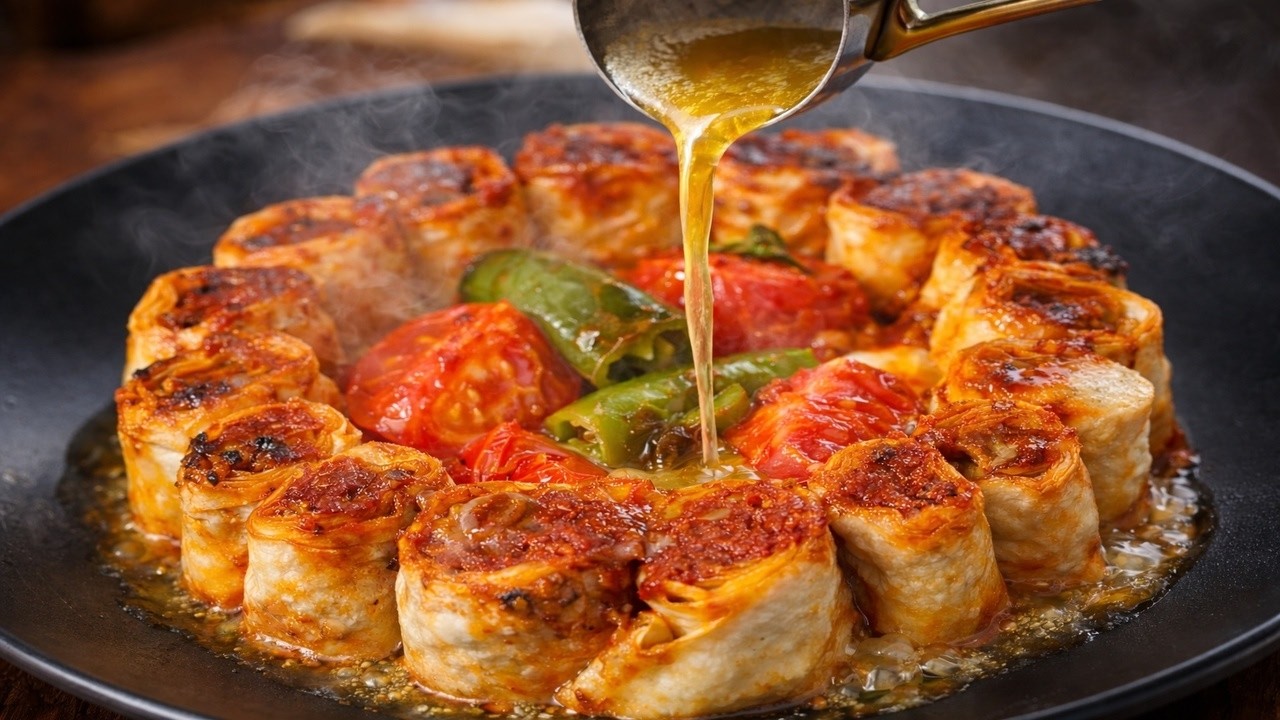 Рецепт турецкого кебаба бейти | Чесночный йогурт и томатно-сливочный соус