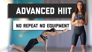 40 Min Advanced No Repeat HIIT Workout | No Equipment