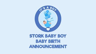 Stork Baby (Boy) Baby Birth Announcement Video Sample | Starts at ₹ 49 / $ 0.99 | VideoInvites.net
