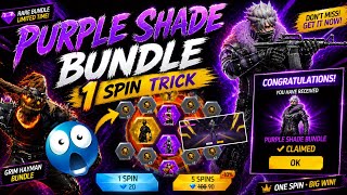 Purple Shade Bundle Spin💥🤯 |  Purple Shade Bundle Return   | 1 Spin Trick Free Fire | Grim Ring Spin